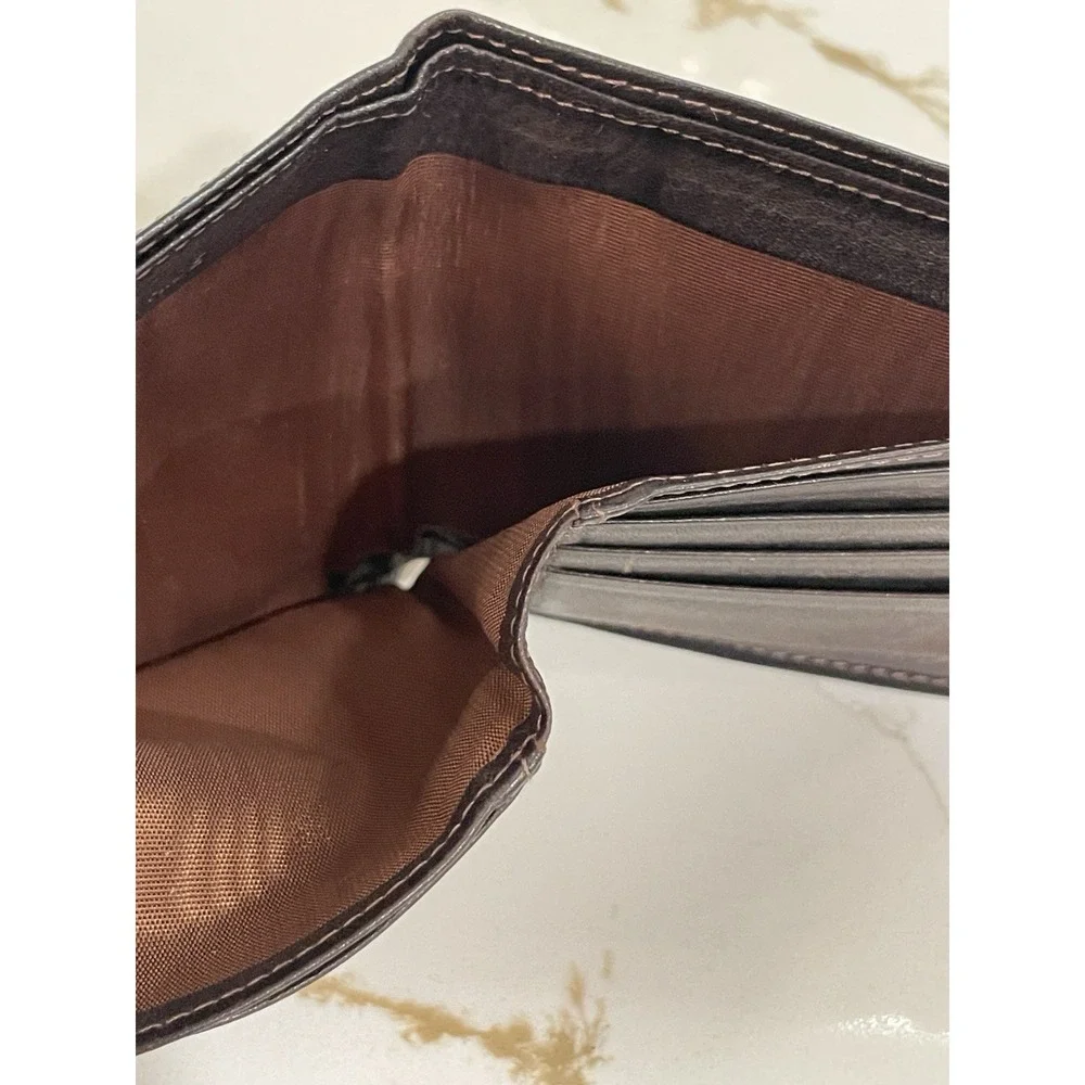 Vintage Gary's‎ Brown Leather Wallet Bifold Card Slots ID Window Bills Pocket